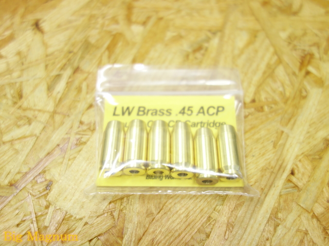 LW Brass .45ACP ダブルキャップカートリッジ 6個
