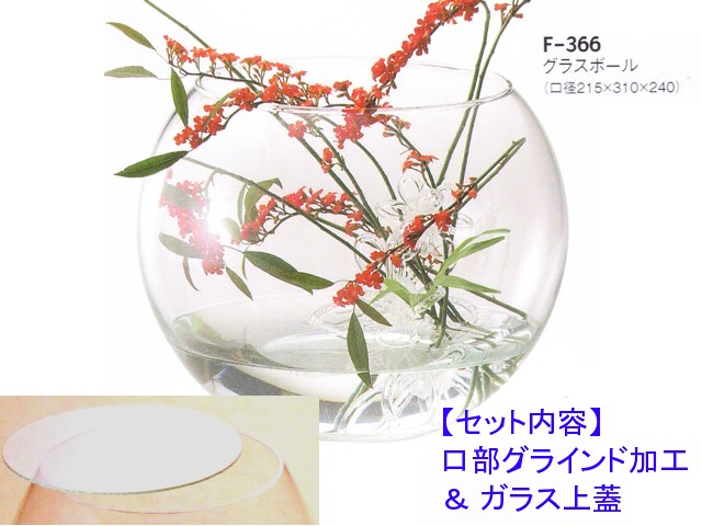 レオグラスボールF-366（口部グラインド加工＆ガラス蓋）セット