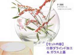 レオグラスボールF-366（口部グラインド加工＆ガラス蓋）セット