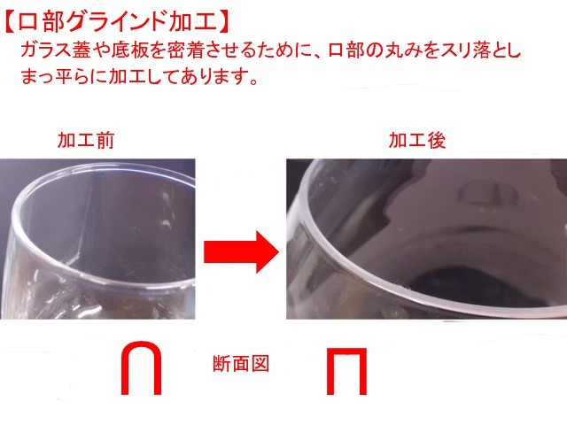 レオグラスボールF-366（口部グラインド加工＆ガラス蓋）セット