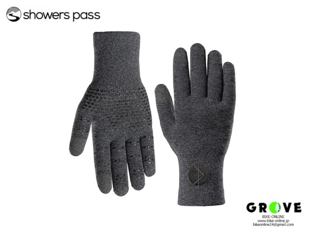 Showers Pass ショウワーズパス ［ CrossPoint Pro Wool WaterProof Knit Glove ］クロスポイント プロ ウール ウォータープルーフ ニットグローブ 防水グローブ ヘザーブラック【 GROVE鎌倉 】