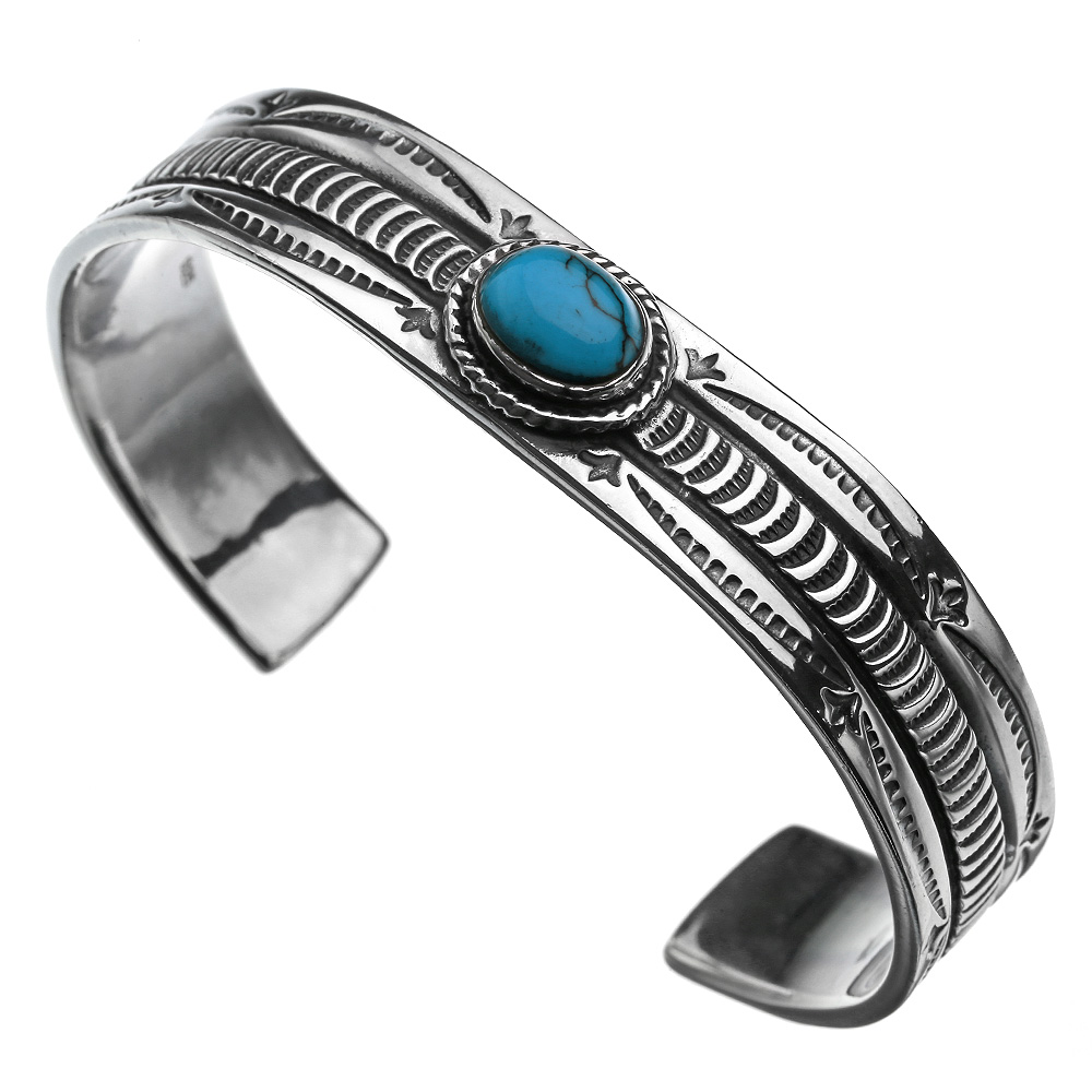 トップ フラット ターコイズ バングル シルバー アクセサリー ネイティブ系 [シルバーブレスレット]