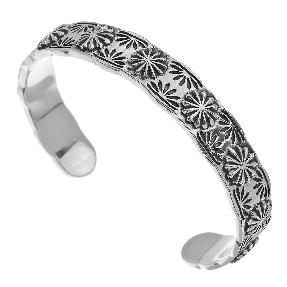 ネイティブ フラワー バングル シルバー アクセサリー [シルバーブレスレット] 花
