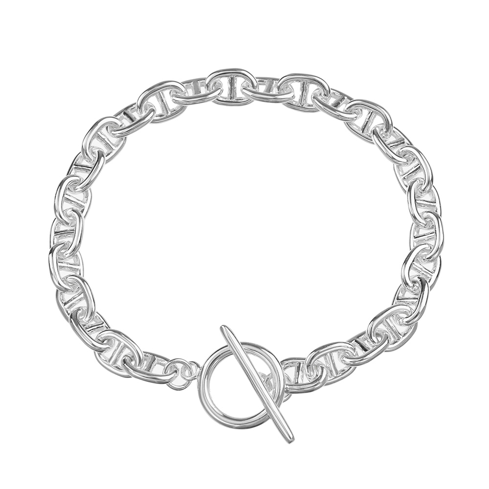 幅7mm アンカー チェーン ブレスレット シルバー アクセサリー シンプル メンズ レディース マンテル マリーナチェーン [シルバーブレスレット]