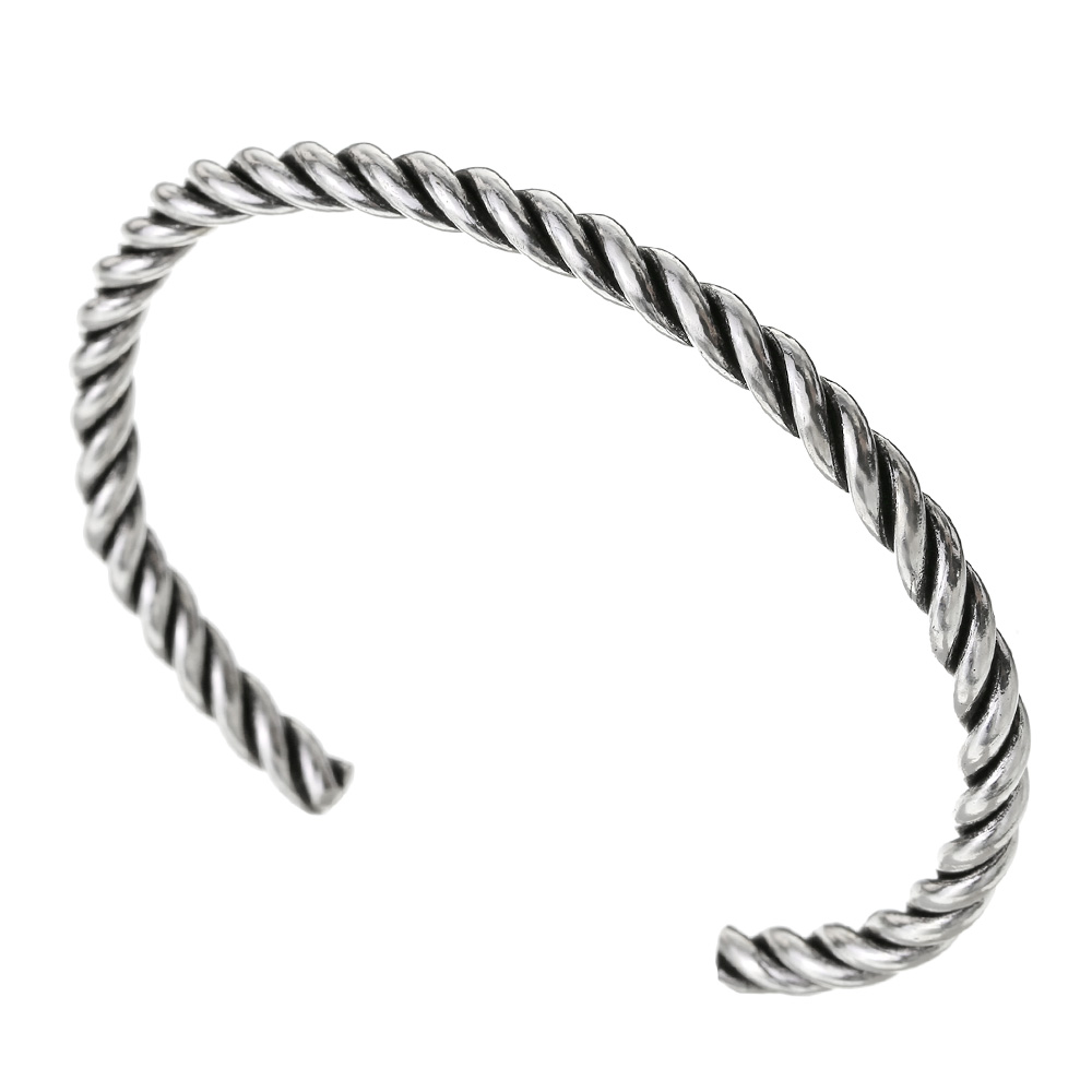 トリプル ライン ツイスト バングル シルバー925 アクセサリー ブレスレット メンズ [シルバーブレスレット]