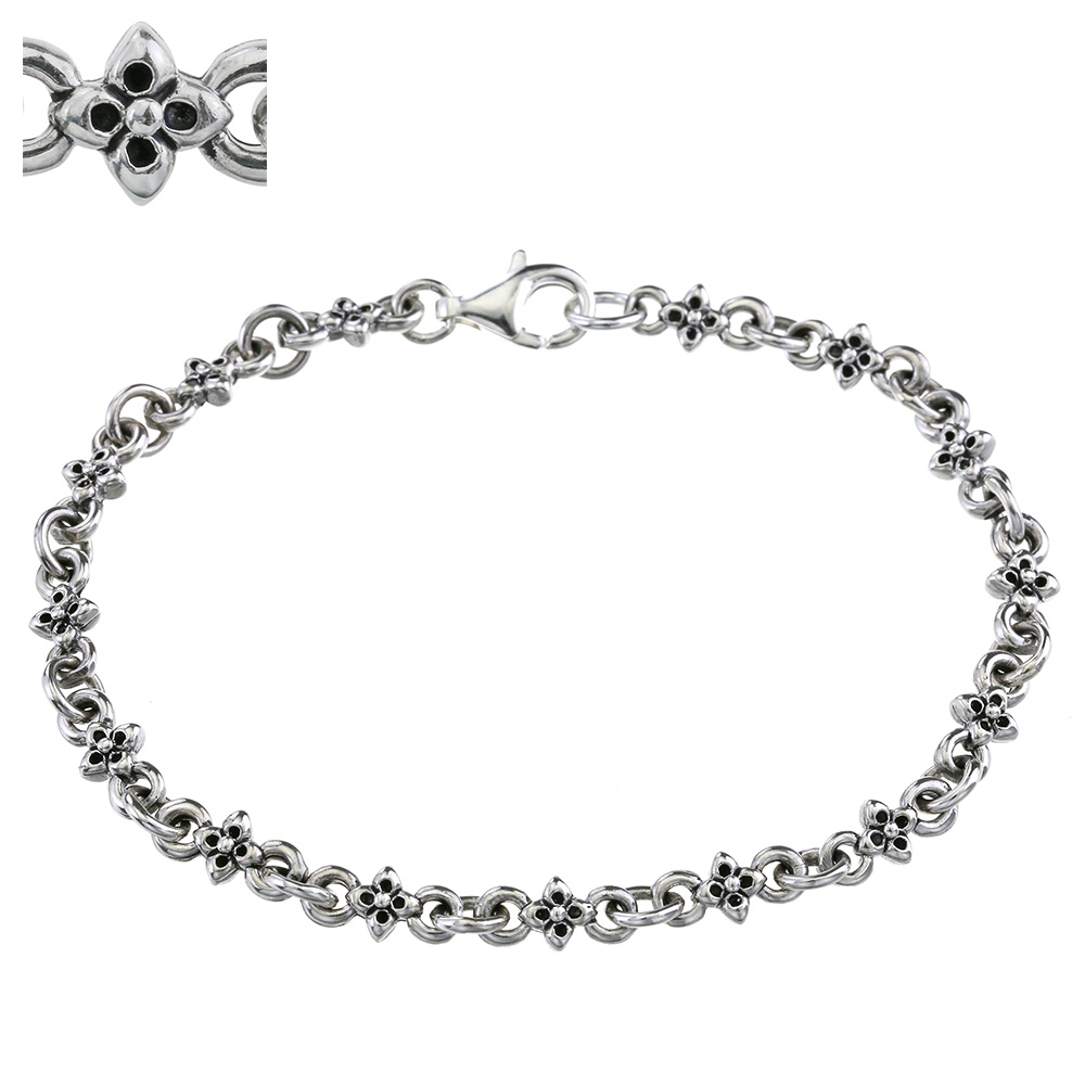 フラワー クロス チェーン ブレスレット シルバー アクセサリー [シルバーブレスレット]