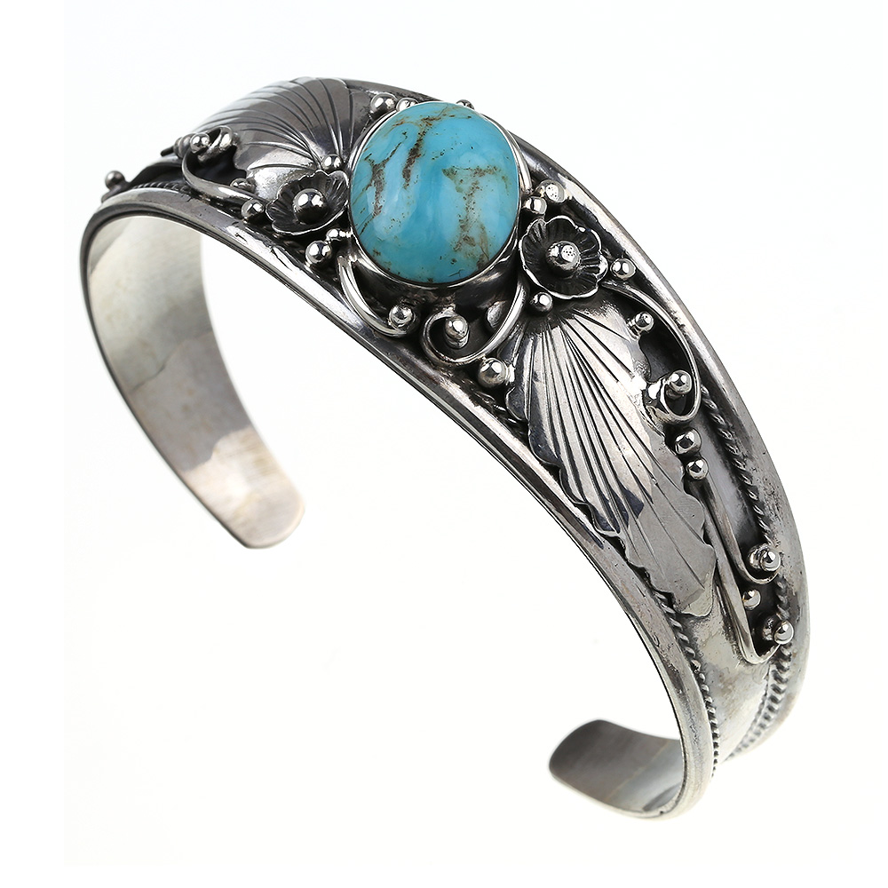 フラワーリーフ バングル シルバー アクセサリー [シルバーブレスレット]