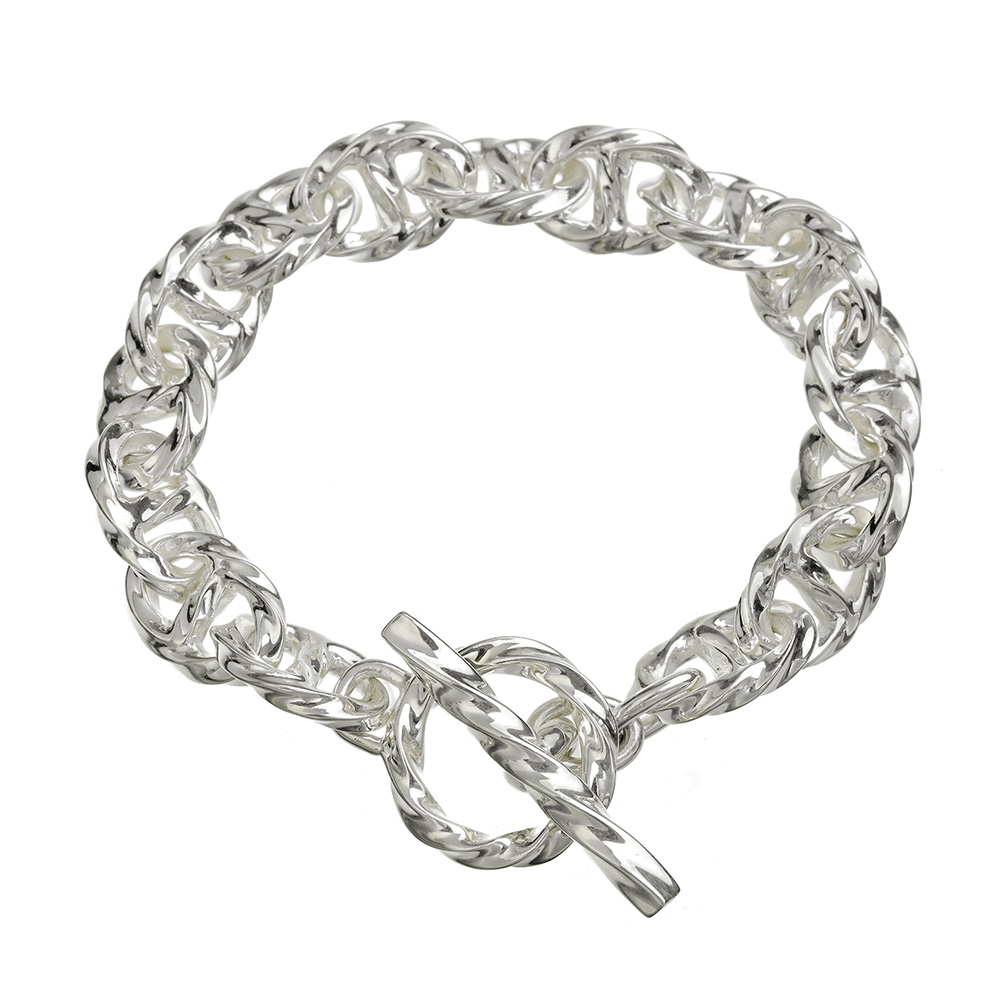 ツイスト アンカーチェーン マンテル ブレスレット シルバー アクセサリー 太め [シルバーブレスレット]