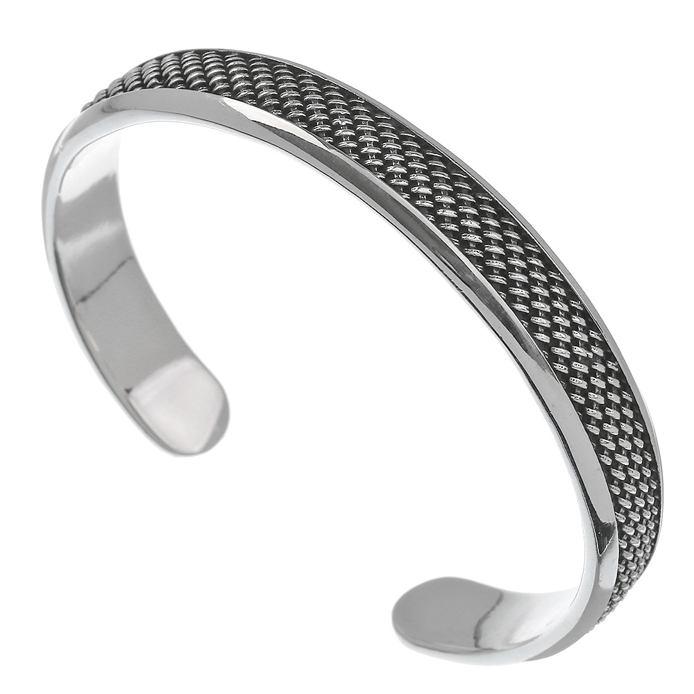 クロス メッシュ バングル シルバー アクセサリー [シルバーブレスレット] 編み込み