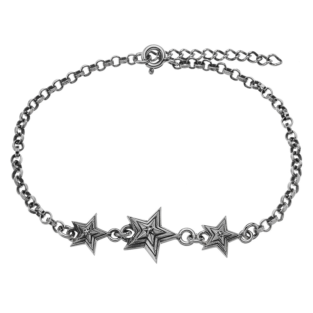 トリプル スター ロール チェーン ブレスレット シルバー アクセサリー 星 [シルバーブレスレット]