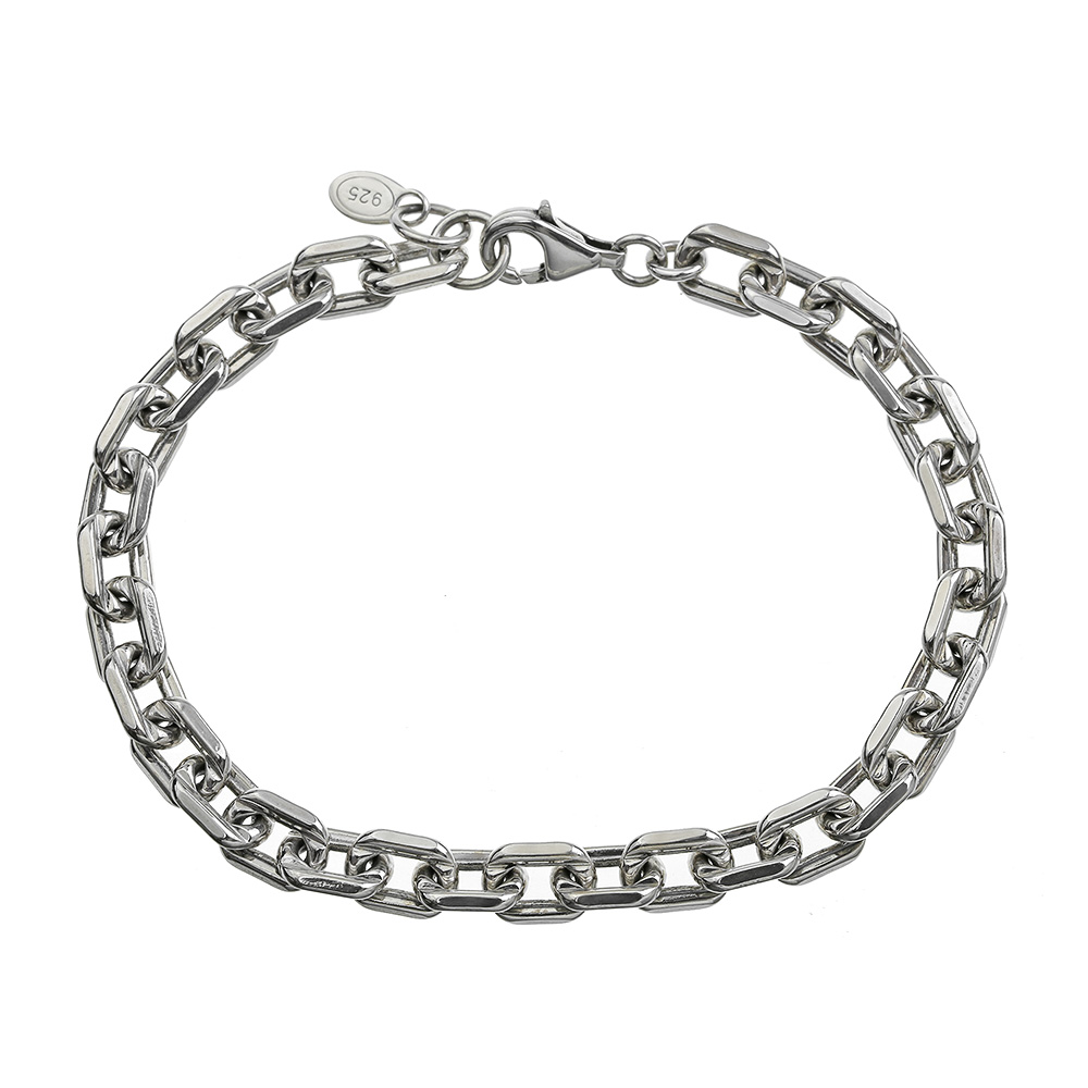 シンプル ライン 4面カット アズキ チェーン ブレスレット シルバー925 アクセサリー メンズ [シルバーブレスレット]