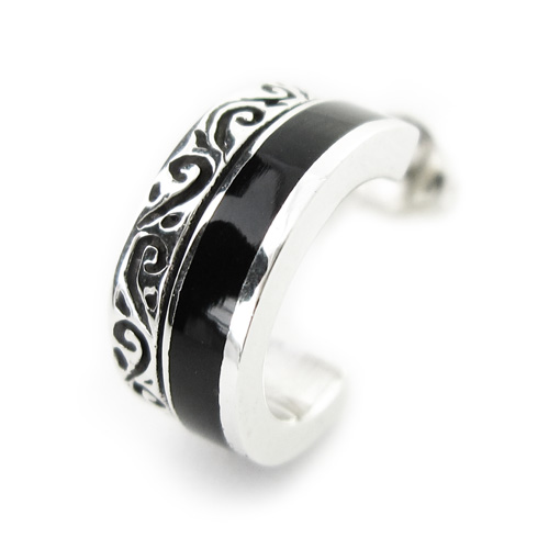 オニキス ヴァイン フープ ピアス シルバー メンズ 男性 [シルバーピアス] 片耳用(1個売り)