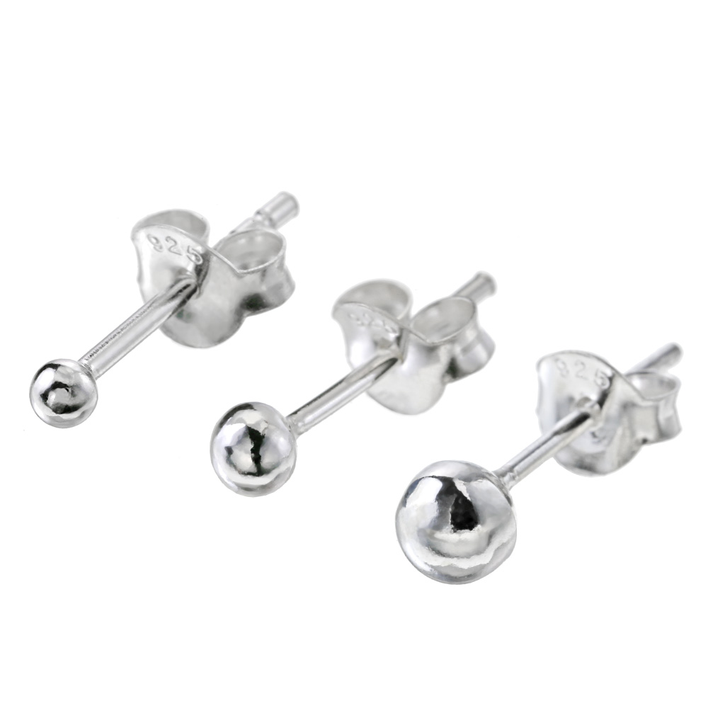 シャカ玉 スタッド ピアス 直径2mm 3mm 4mm 釈迦玉 メンズ シルバー アクセサリー 男性 シルバー925 [シルバーピアス] 片耳用(1個売り)