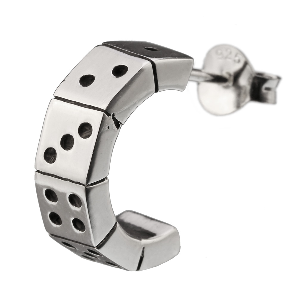 ダイス ライン フープピアス メンズ シルバー アクセサリー 男性 サイコロ [シルバーピアス] 片耳用(1個売り)