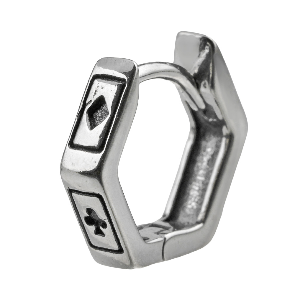 トランプ カード ライン フープ ピアス メンズ シルバー アクセサリー 男性 フープピアス [シルバーピアス] 片耳用(1個売り)