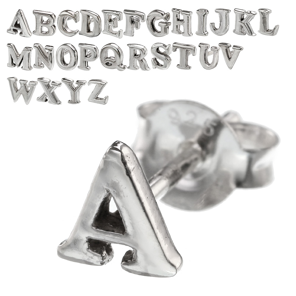 アルファベット スタッド ピアス イニシャル シルバーアクセサリーメンズ レディース ペア 片耳用(1個売り) [シルバーピアス]