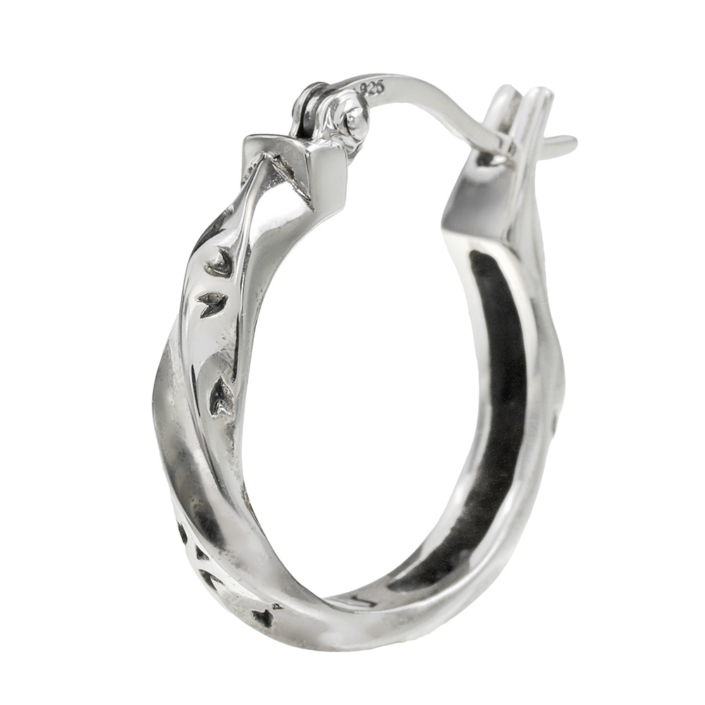 桜 ツイスト フープ ピアス メンズ レディース シルバー925 アクセサリー 桜 さくら フープピアス 遮蔽式 [シルバーピアス] 片耳用 (1個売り)