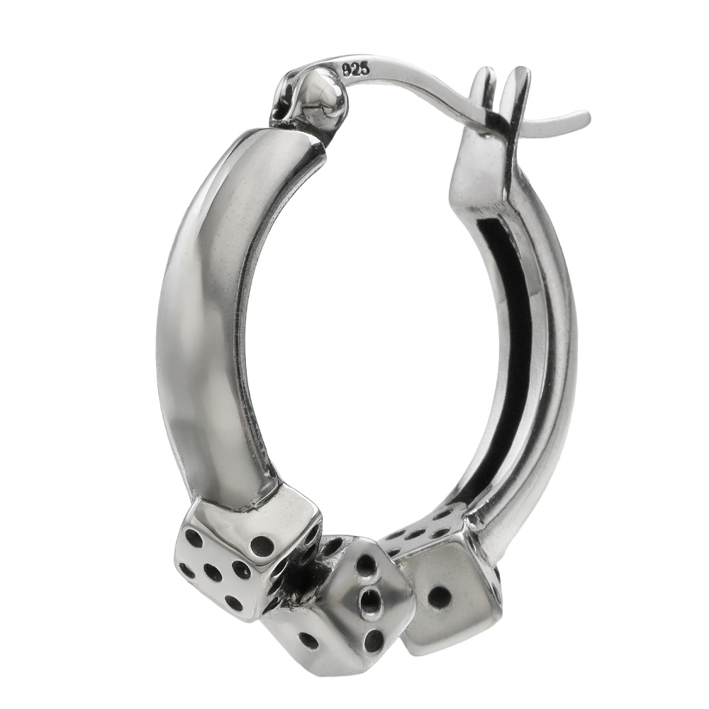 トリプル ダイス コネクト フープ ピアス メンズ シルバー アクセサリー 男性 サイコロ [シルバーピアス] 片耳用(1個売り)