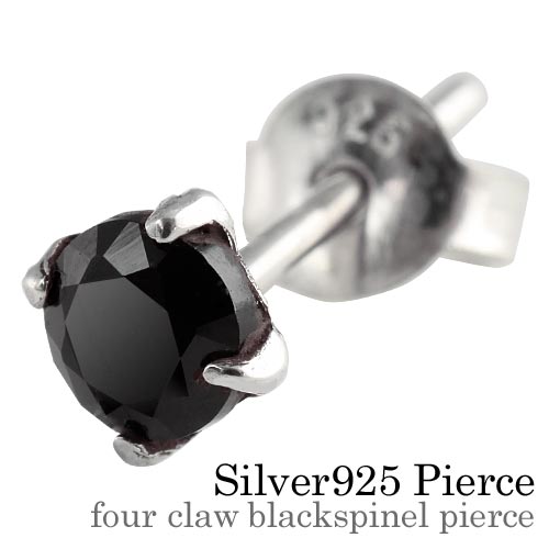 フォークロウブラックスピネル ピアス メンズ シルバー アクセサリー 男性 [シルバーピアス] 片耳用(1個売り)