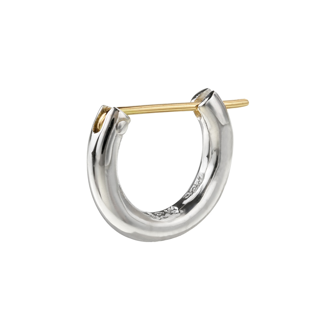 スモール K18ポスト フープ ピアス メンズ ピアス シルバー アクセサリー 男性 ゴールド [シルバーピアス] 片耳用(1個売り)