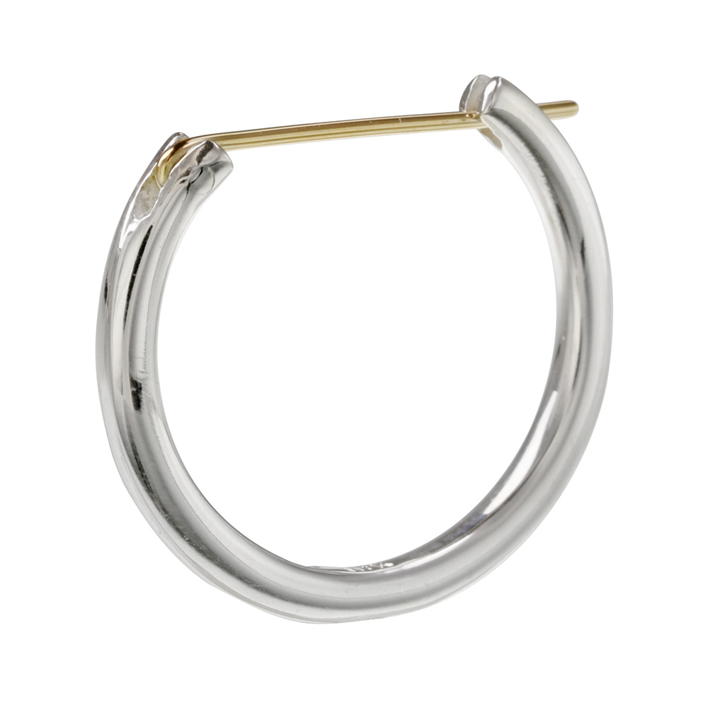 21mm K18ゴールドポスト フープ ピアス メンズ ピアス シルバー アクセサリー 男性 ユニセックス ゴールド 大きめ [シルバーピアス] 片耳用(1個売り)