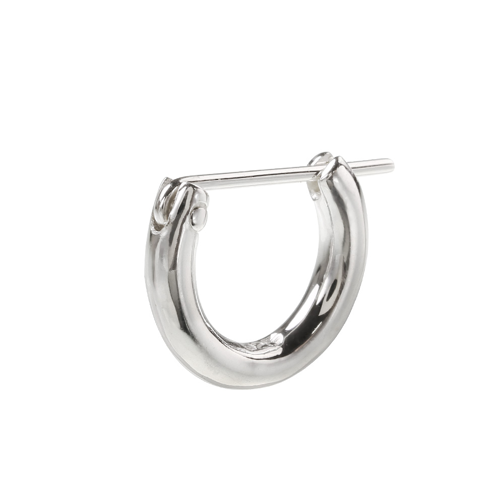 11mm クロッシング フープ ピアス メンズ ピアス シルバー アクセサリー 男性 ユニセックス 小さめ [シルバーピアス] 片耳用(1個売り)