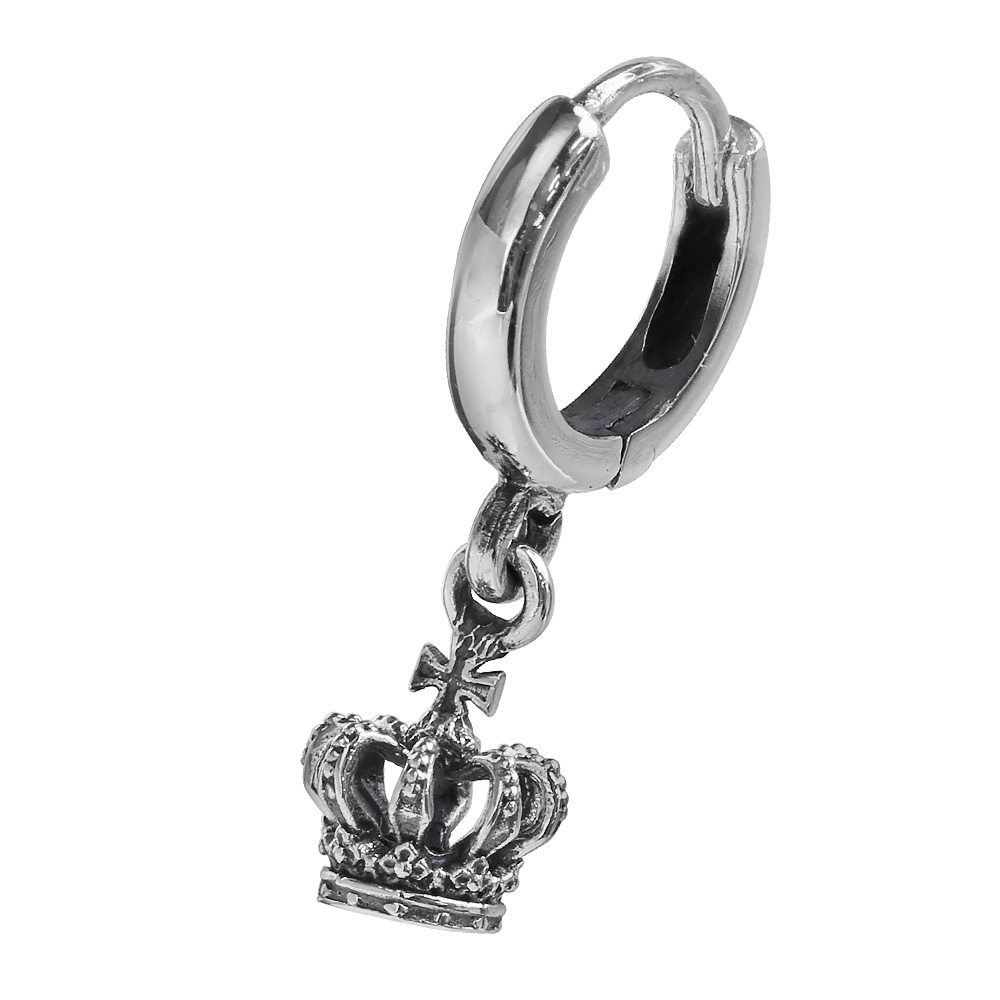 クラウン ドロップ フープピアス メンズ シルバー ピアス アクセサリー 王冠  男性 [シルバーピアス] 片耳用(1個売り)