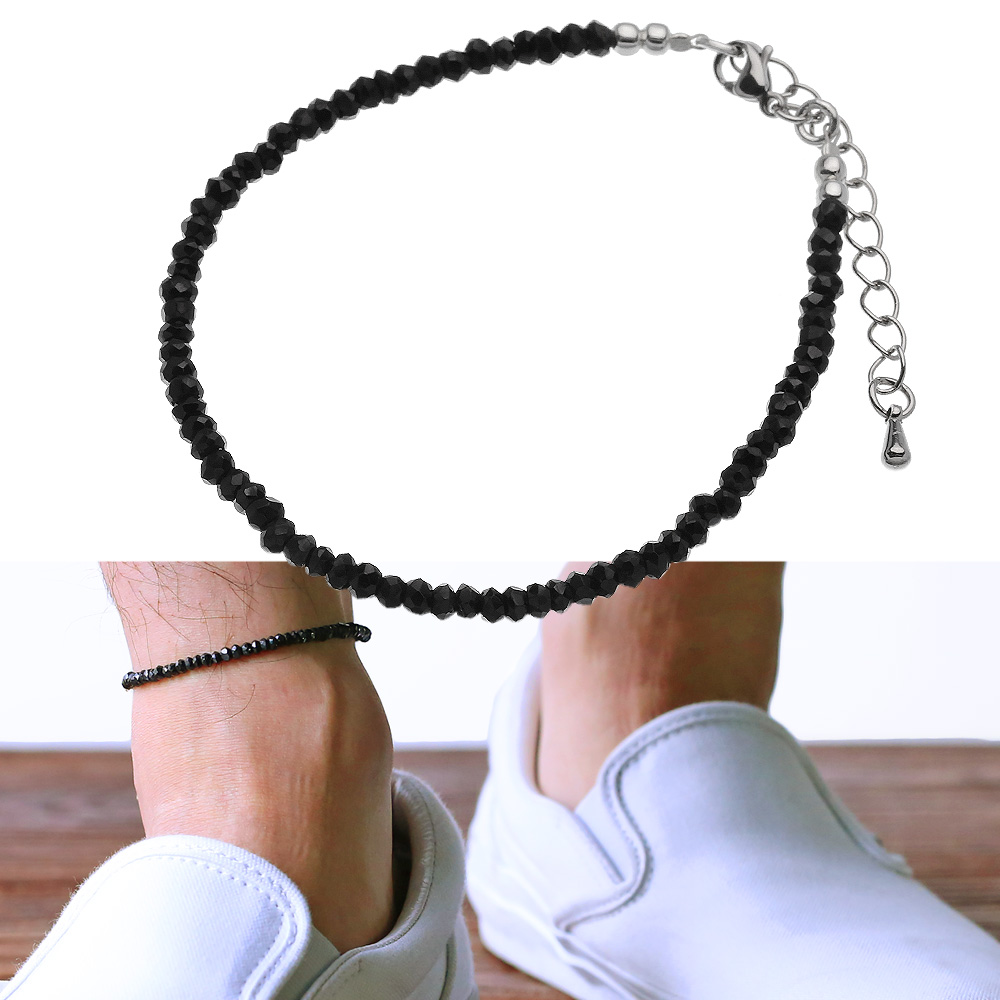 ブラックスピネル アンクレット 天然石 足