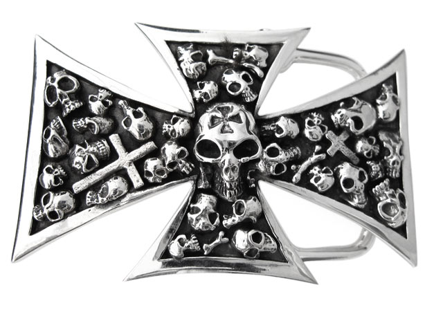 クロス スカル バックル シルバー