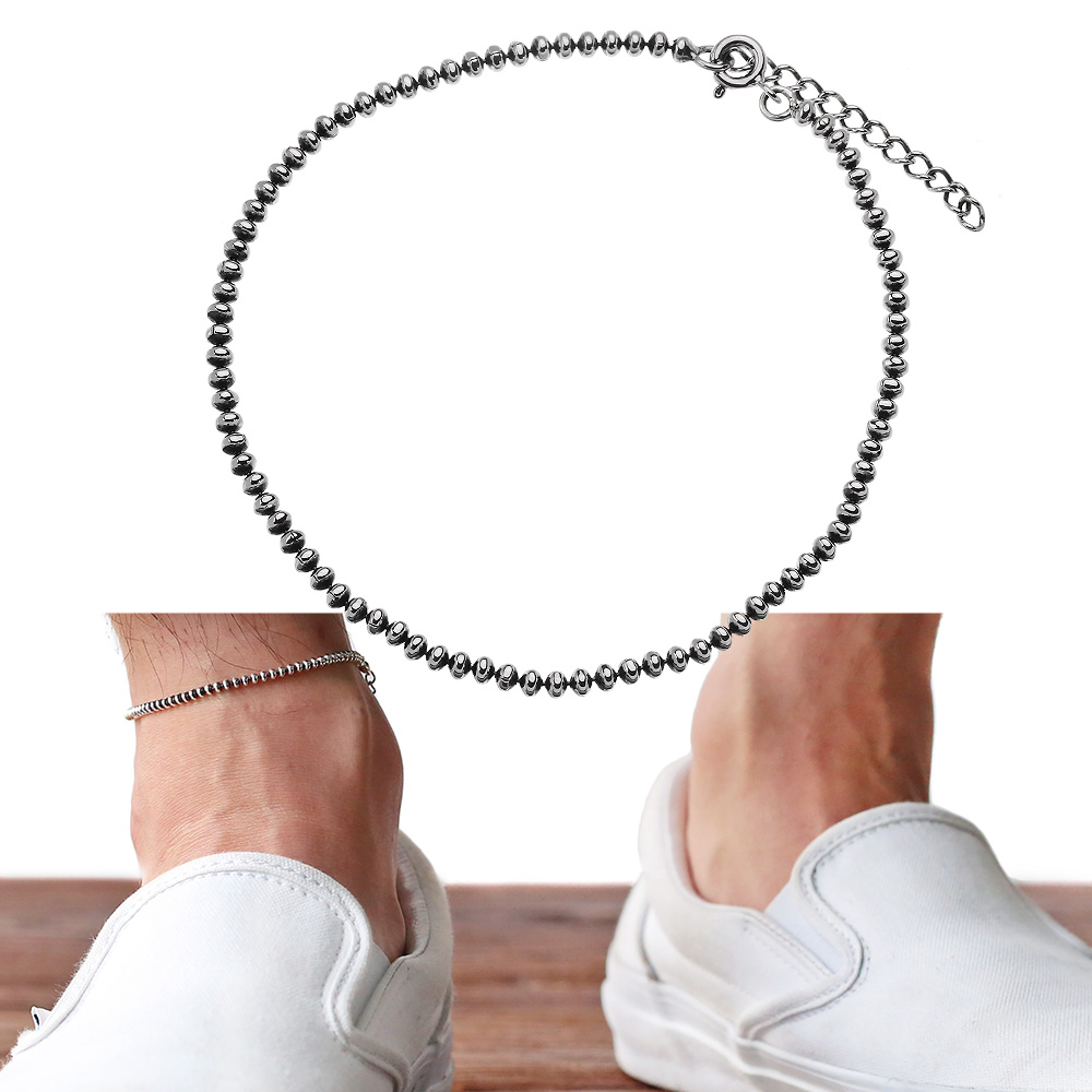 オーバル ボール チェーン アンクレット シルバー