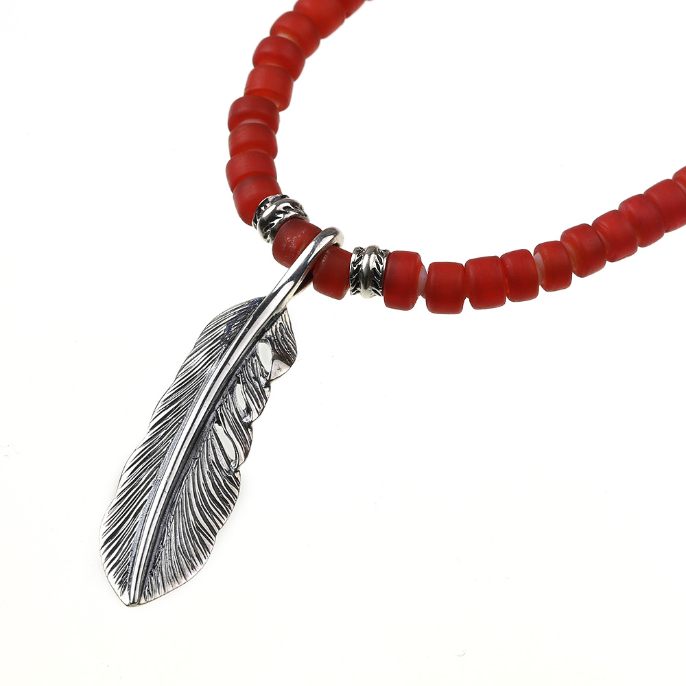 ネイティブビーズ フェザー ペンダント シルバー アクセサリー [シルバーペンダント]