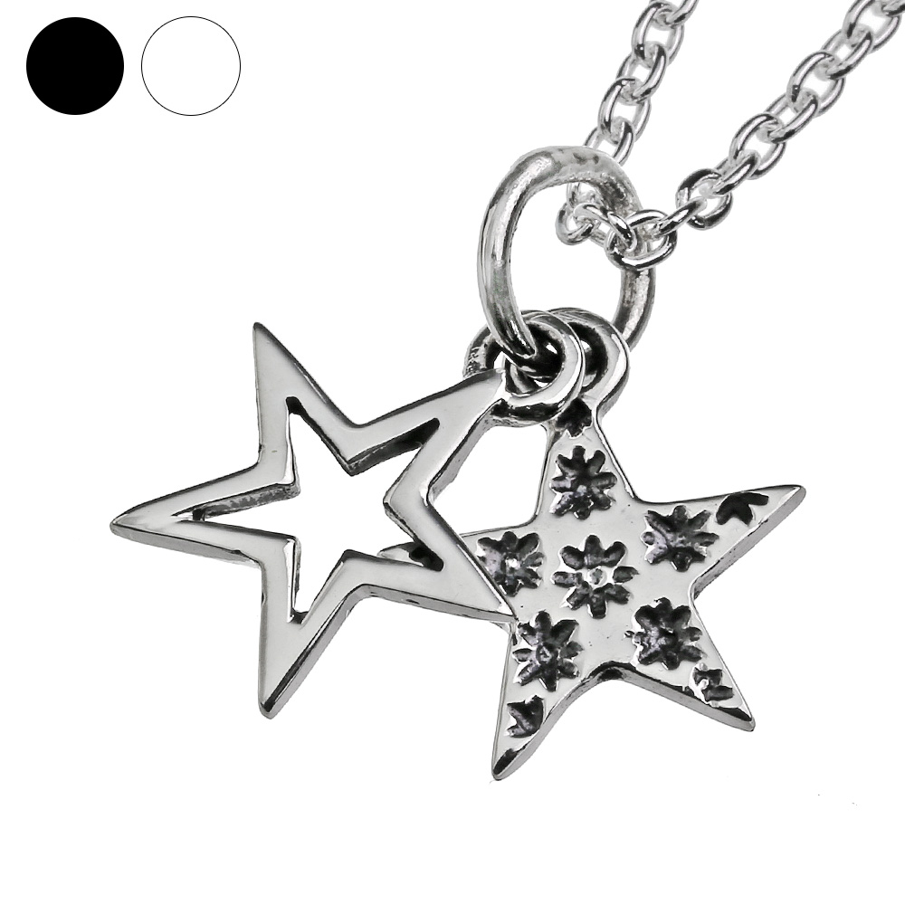 レイヤード スター ペンダント ≪2mmアズキチェーン≫ 星 メンズ ネックレス シルバー アクセサリー [シルバーペンダント]