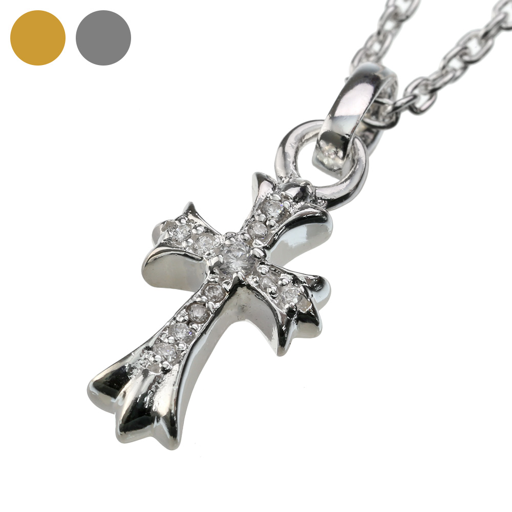 ジルコニア フレア クロス ペンダント (シルバーカラータイプ)  ≪トップのみ≫ メンズ ネックレス シルバー アクセサリー [シルバーペンダント]