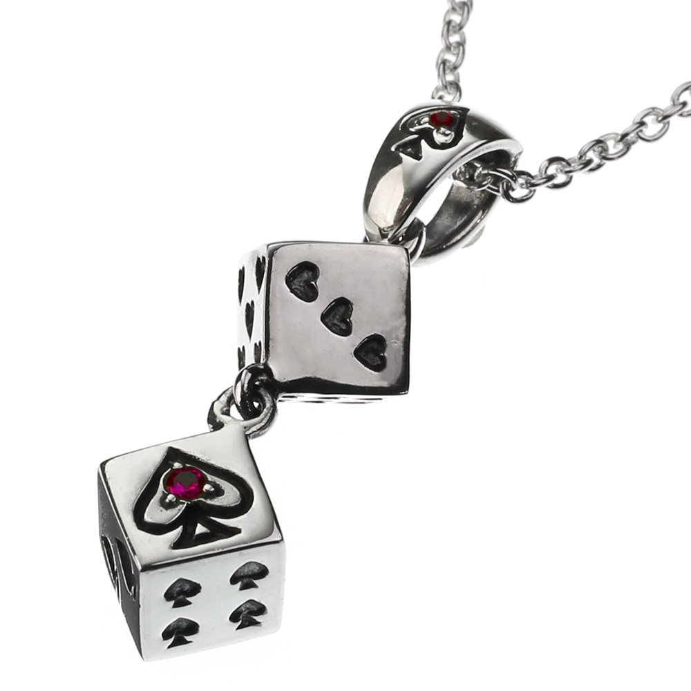 トランプシンボルダイス ペンダント ≪2mmアズキチェーン≫ メンズ ネックレス シルバー アクセサリー [シルバーペンダント]