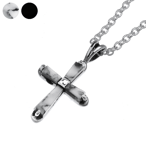 ストーン クロス ペンダント ≪トップのみ≫ メンズ ネックレス シルバー アクセサリー オニキス、ハウライト [シルバーペンダント]