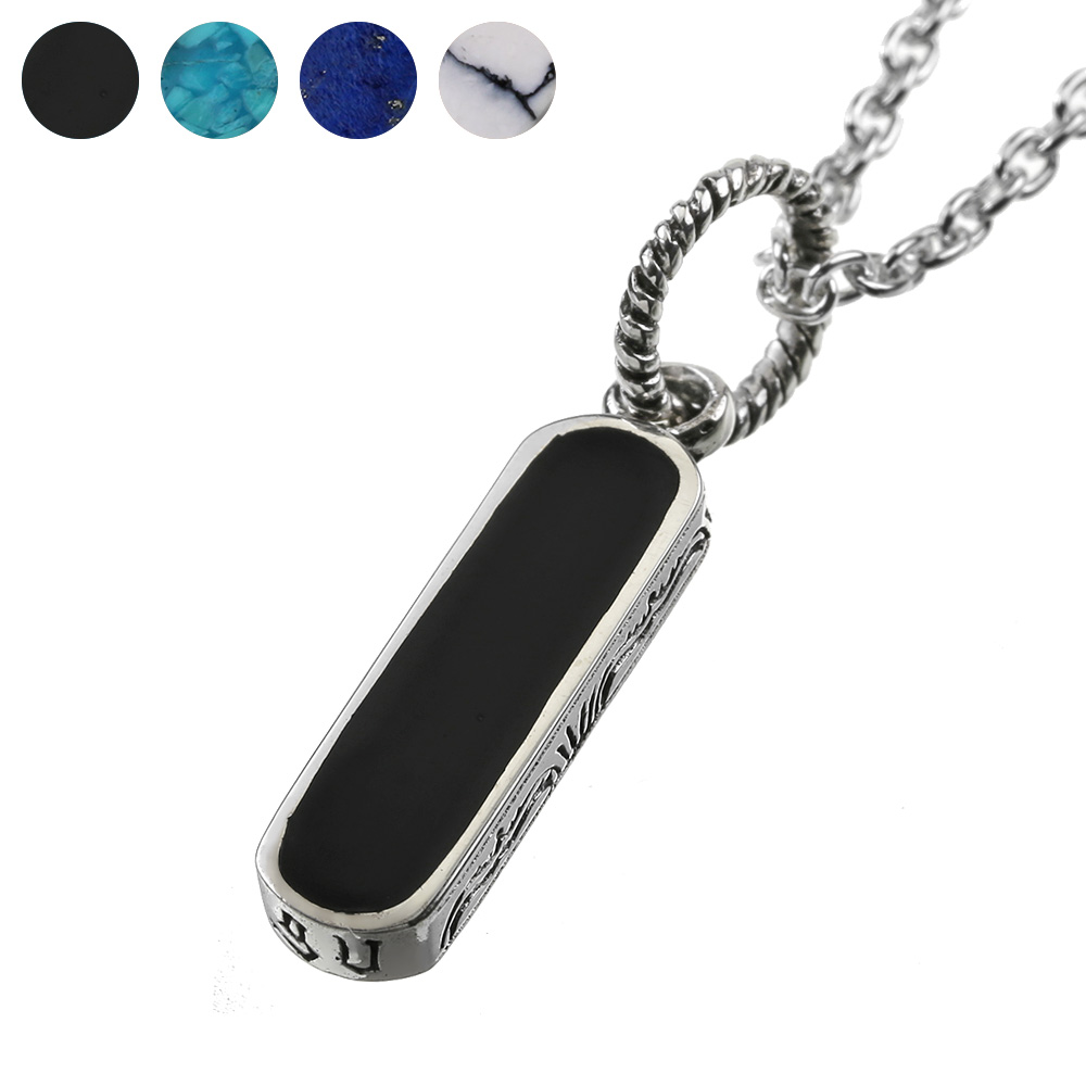 サイドパターン ストーン ペンダント ≪トップのみ≫ メンズ ネックレス シルバー アクセサリー オニキス ターコイズ ラピスラズリ ハウライト [シルバーペンダント]