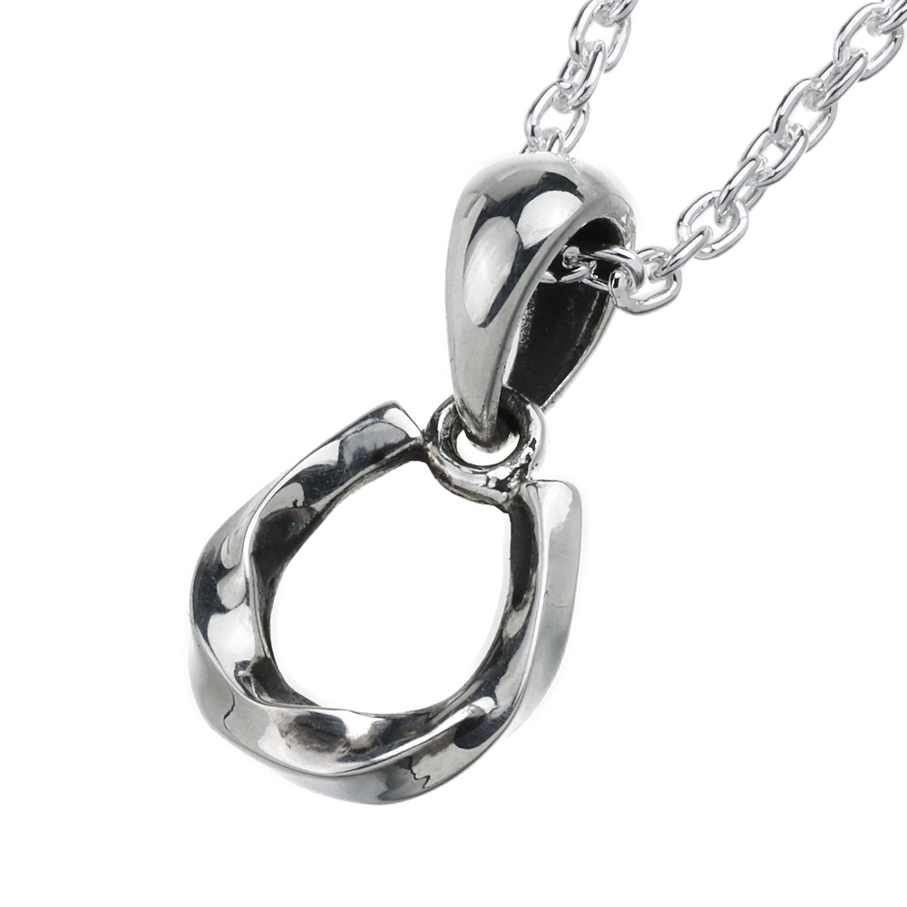 スモール ツイスト ホースシュー ペンダント ≪2mmアズキチェーン≫ メンズ ネックレス アクセサリー 馬蹄 レディース 小さめ [シルバーペンダント]