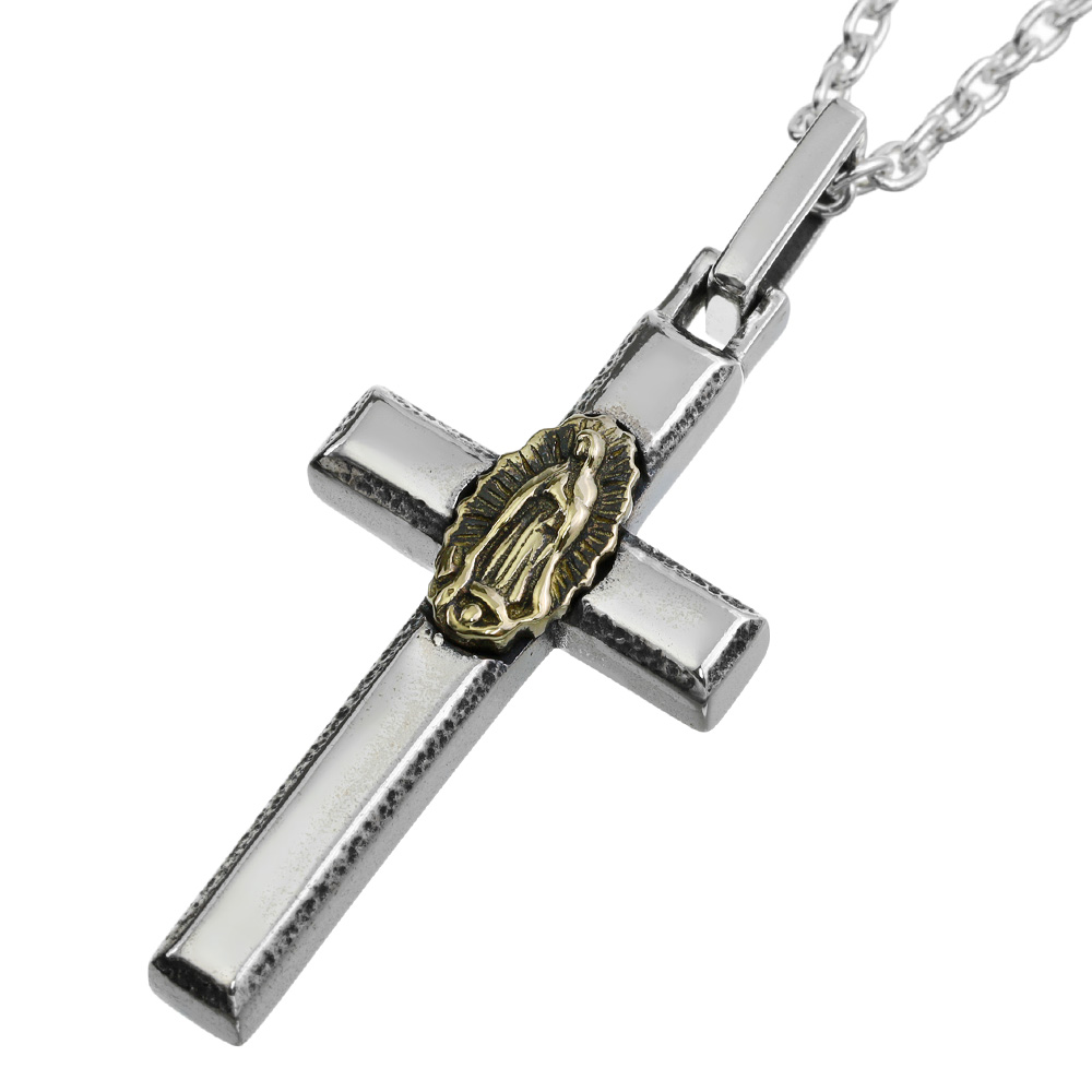 マリアメダイ スマート クロス ペンダント ≪トップのみ≫ メンズ ネックレス シルバー アクセサリー 十字架 メダイ マリア [シルバーペンダント]