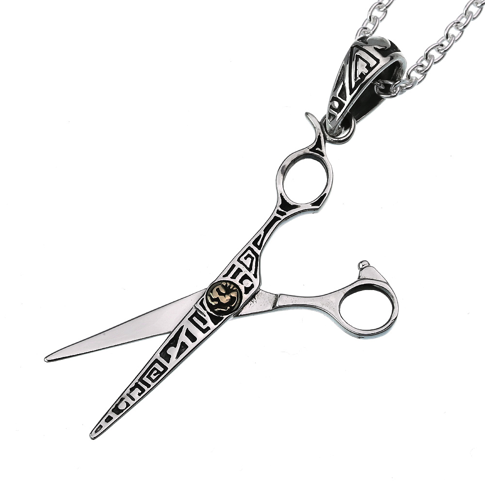 シルバーペンダント ネックレス メンズ (2mmアズキチェーン) シザー ハサミ シルバー アクセサリー[シルバーペンダント]