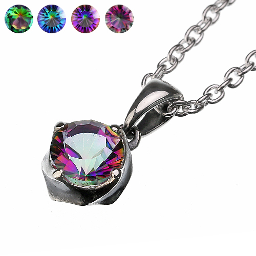 4colorミスティッククォーツ ペンダント ≪2mmアズキチェーン≫ 全4色 ペア メンズ ネックレス シルバー アクセサリー [シルバーペンダント]