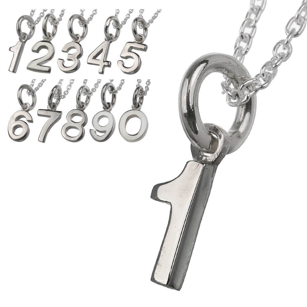 プレーン ナンバー ペンダント ≪トップのみ≫ メンズ レディース ネックレス シルバー アクセサリー 数字 [シルバーペンダント]