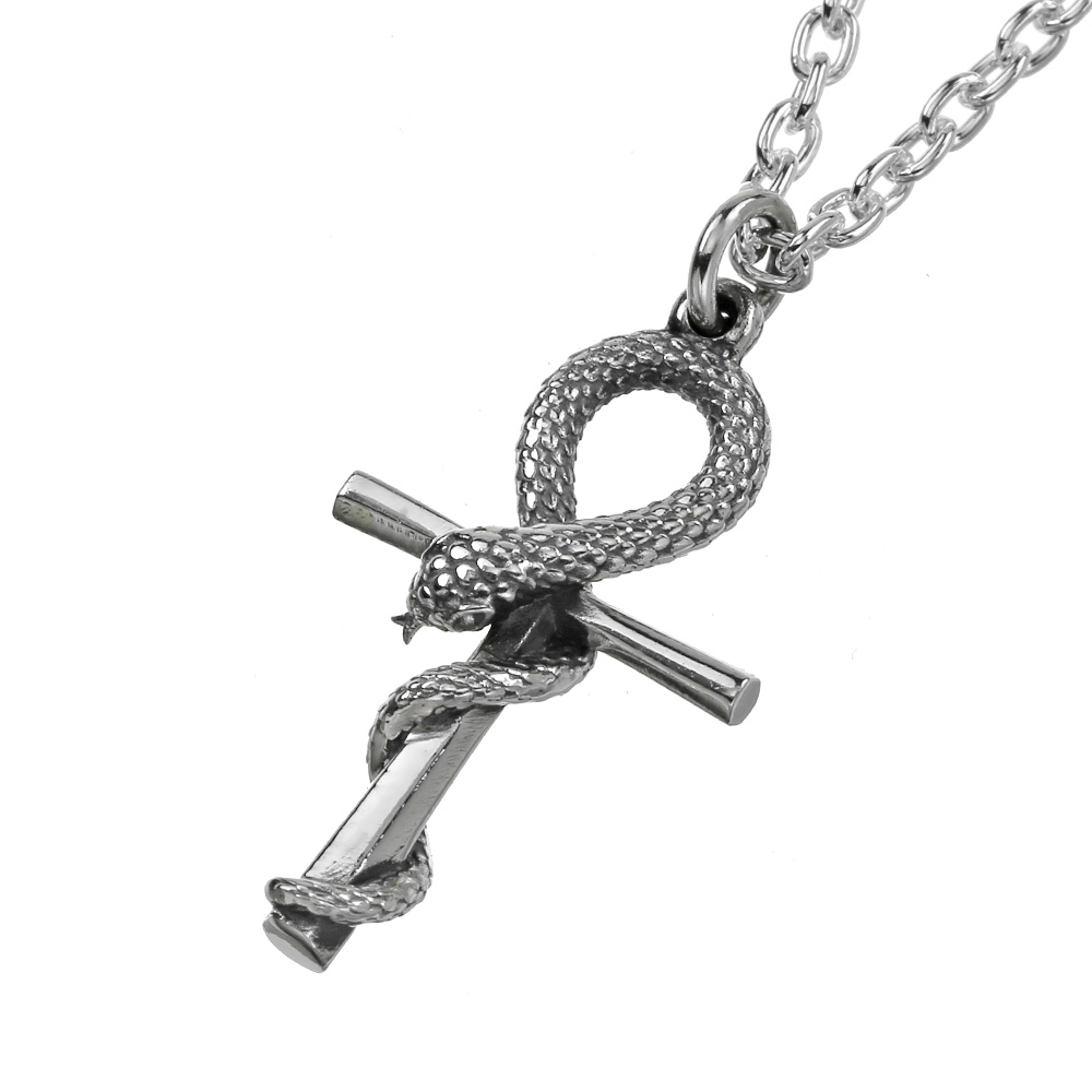 スネーク アンク クロス ペンダント ≪2mmアズキチェーン≫ 十字架 へび ヘビ 蛇 [シルバーペンダント]