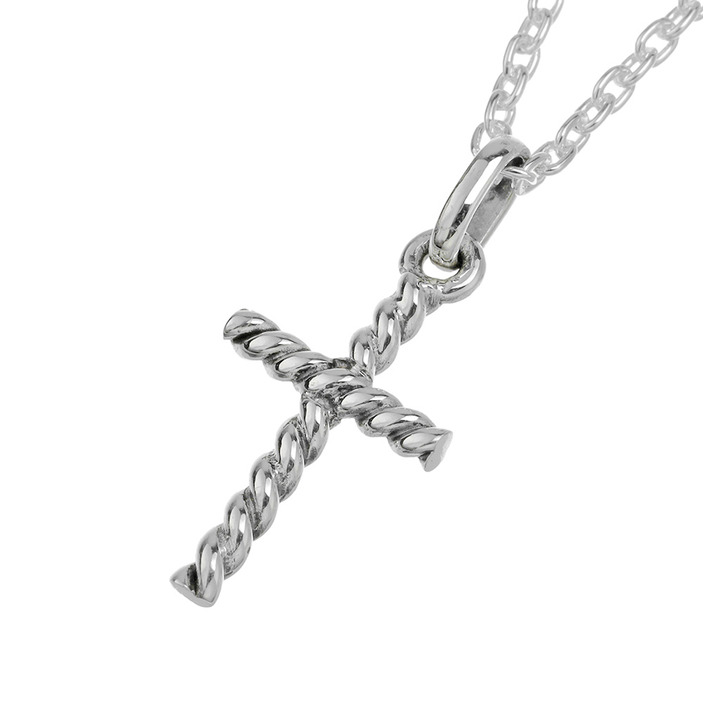 シンプル ツイスト クロス ペンダント ≪トップのみ≫ メンズ ネックレス シルバー アクセサリー 十字架 [シルバーペンダント]