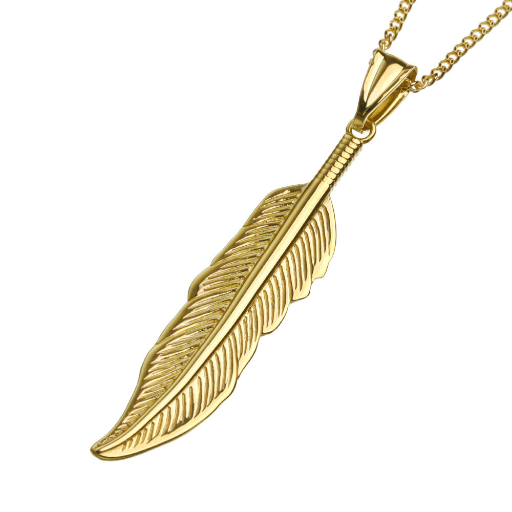 K18 ゴールド フェザー ペンダント ≪1.2mm喜平チェーン割引セット≫ 羽根 メンズ 喜平 チェーン ネックレス 18金 アクセサリー
