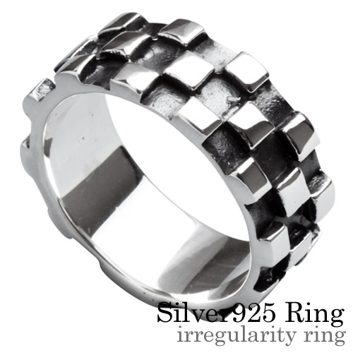 イレギュラリティ リング  市松模様 格子柄 シルバー アクセサリー 指輪 [シルバーリング]