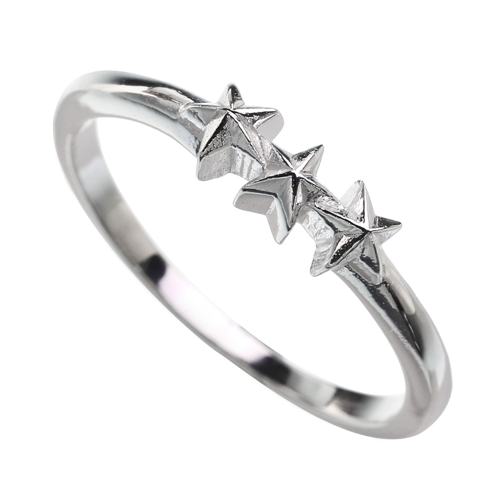 マイクロ スリー スター リング シルバー 星 細め 指輪 [シルバーリング]