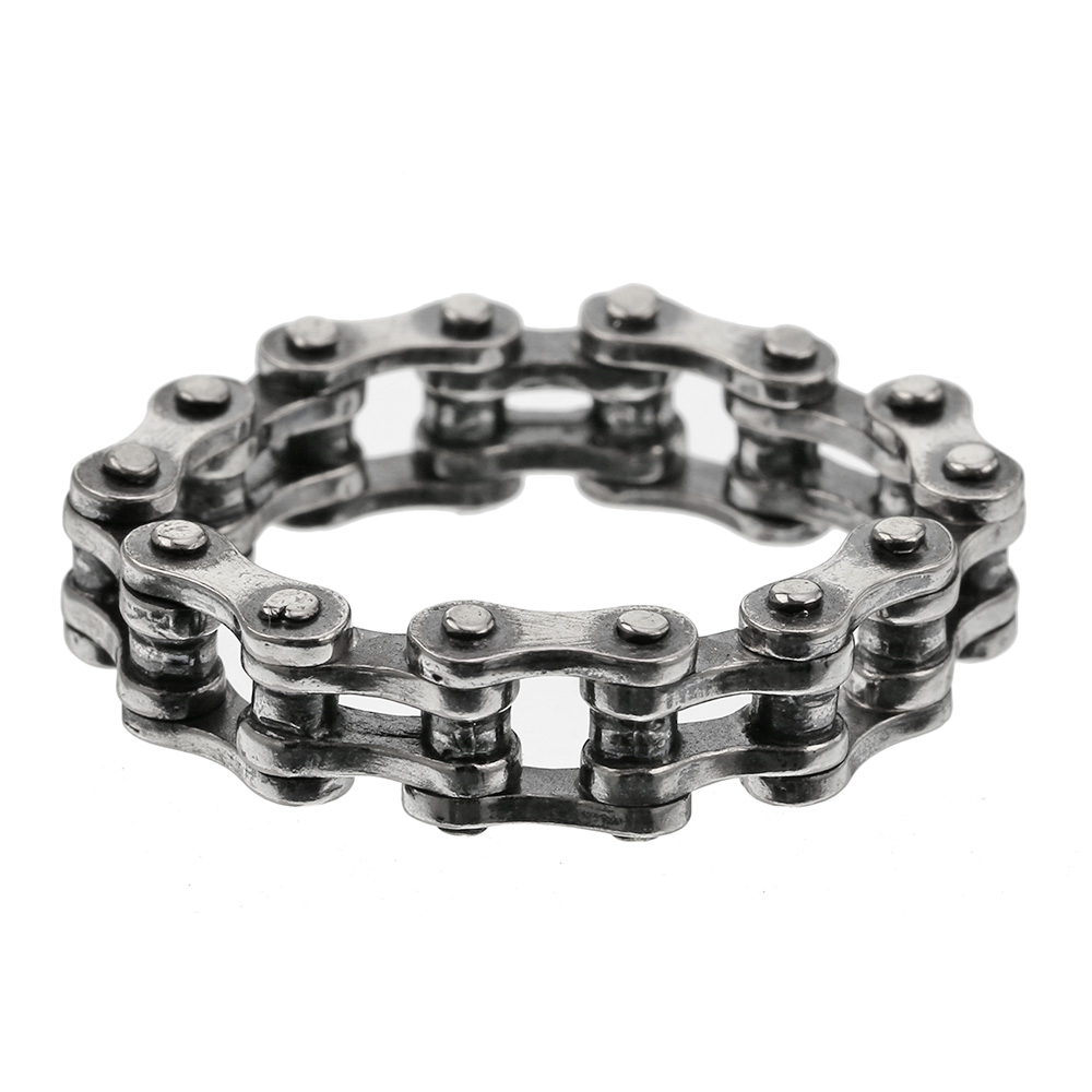 バイク チェーン ギミック リング シルバー アクセサリー 指輪 バイカー ライダー バイク オートバイ マシン  [シルバーリング]