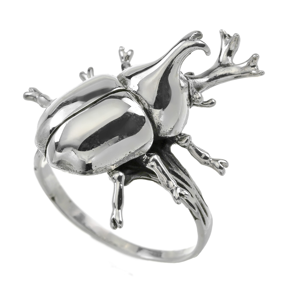 カブトムシ リング メンズ 指輪 シルバー925 シルバー 細め 昆虫 虫 かぶとむし 甲虫 [シルバーリング]