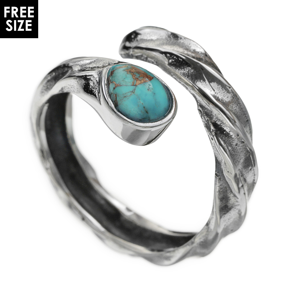 カッパーターコイズ ツイスト リング シルバー アクセサリー 指輪 [シルバーリング] コッパーターコイズ ひねり ねじり ねじれ フリーサイズ