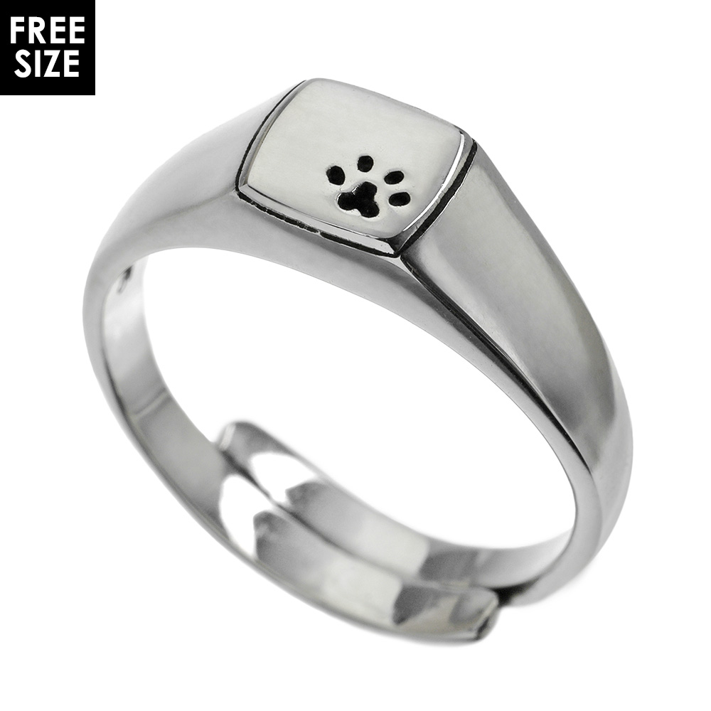 キャット ステップ ミニ 印台 リング シルバー アクセサリー 印台 リング 指輪 シルバー925 猫 ねこ ネコ 足跡 肉球 [シルバーリング]